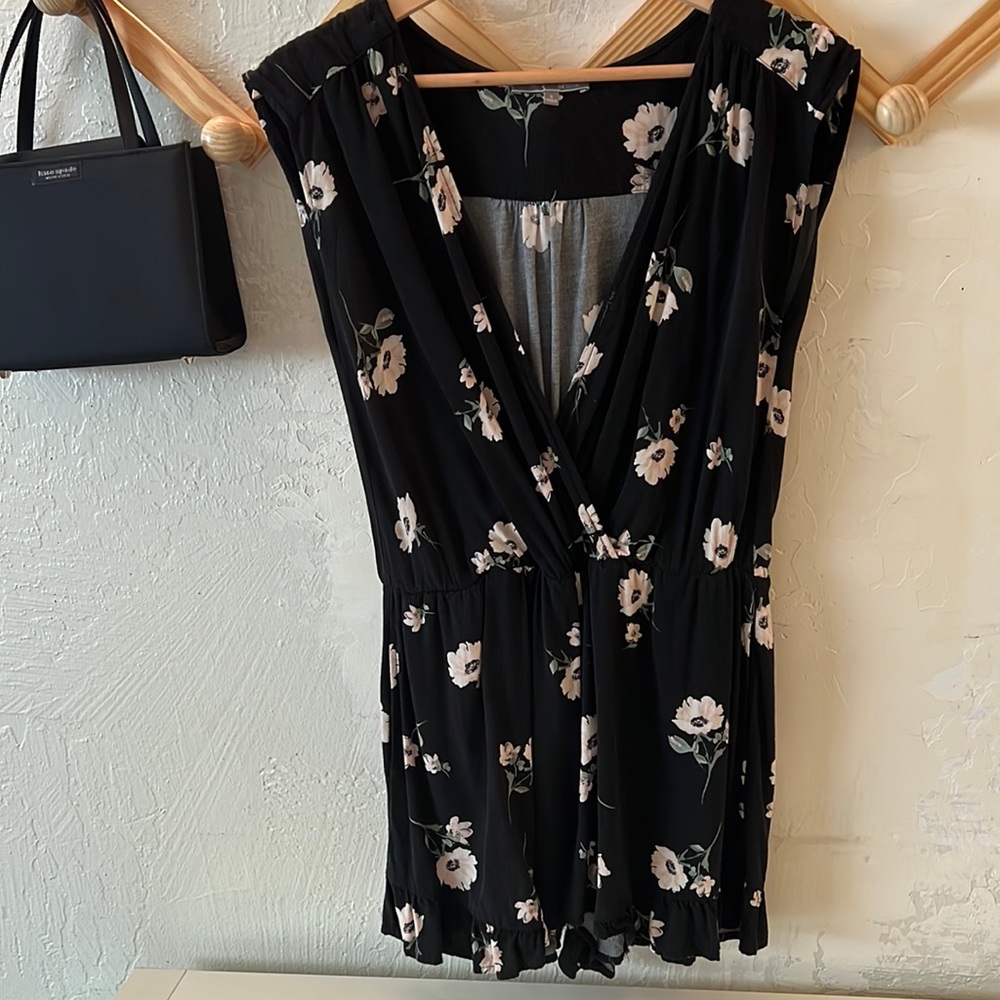 Black floral romper